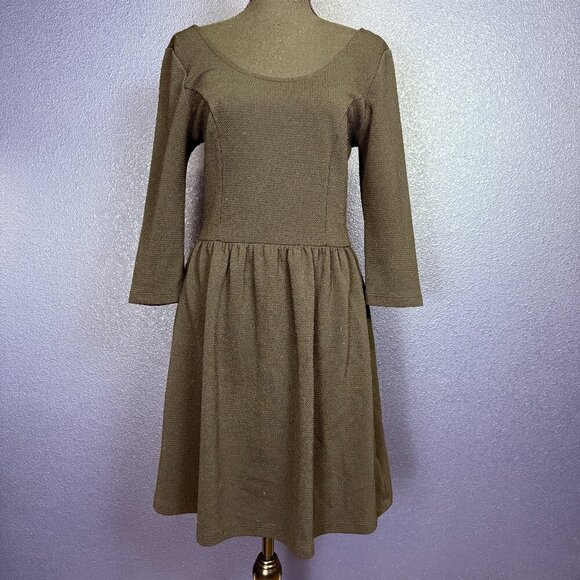 Everly Dresses & Skirts - Everly Ballerina Neckline 3/4 Sleeve Skater Dress, Black, Size Large
